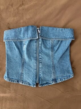 Wild Fable Light Blue Denim Strapless Corset Tank